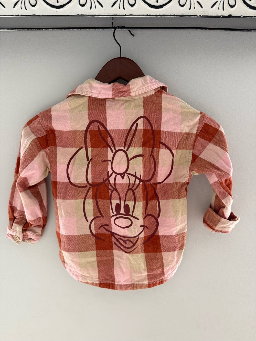 Disney Pink & Rust Plaid Minnie Mouse Button-Down Shirt